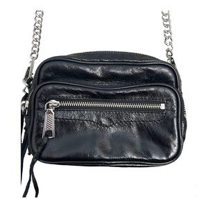 Rebecca Minkoff Black Leather Mini Double Pouch Camera Bag